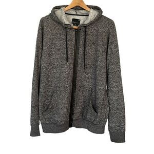 TAVIK Modern Beach Culture Men's Zip Up Gray Hoodie Jacket Patched Elbow’s Mens